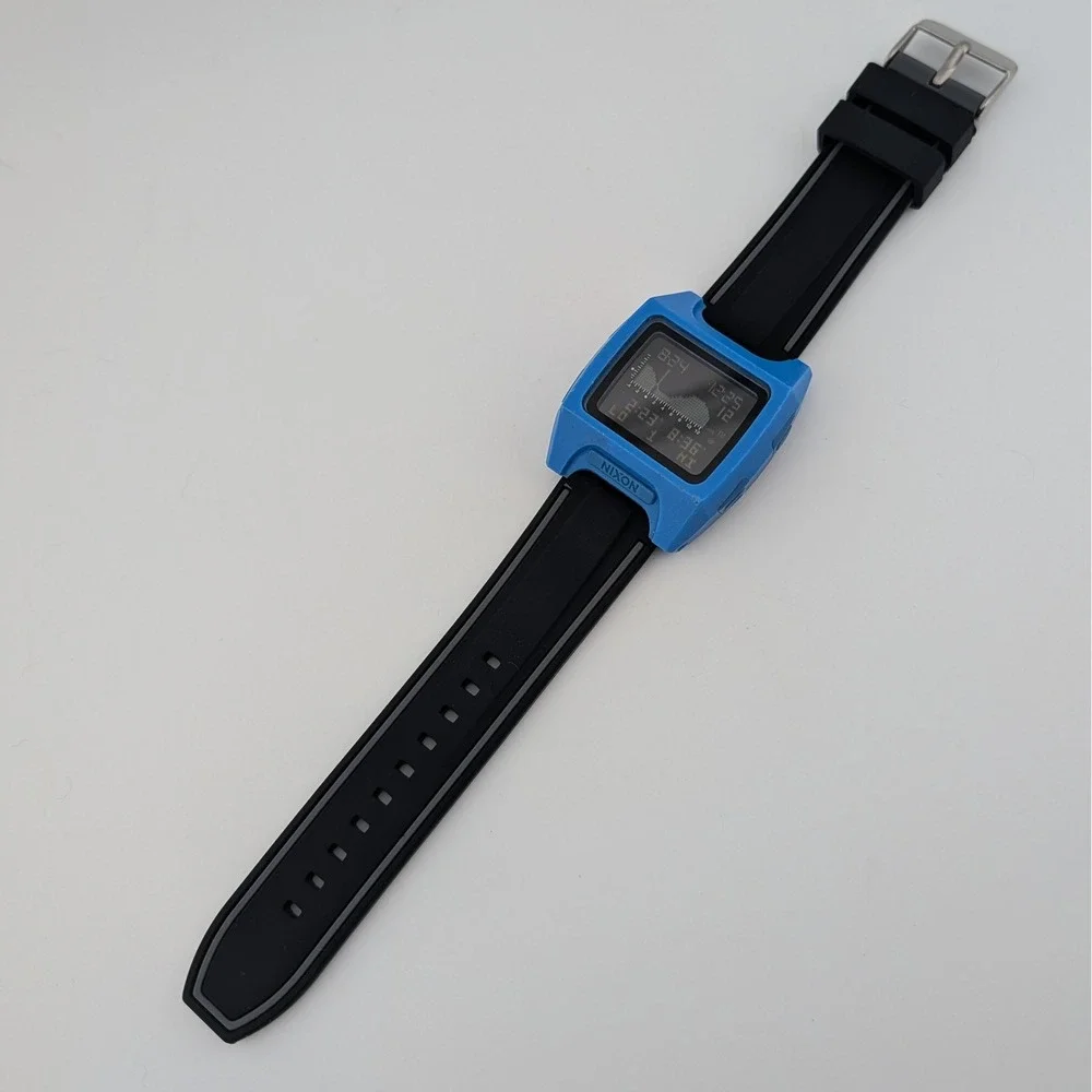 Nixon The Lodown Digital Tide Watch Blue 41mm Surf Aftermarket Rubber Strap